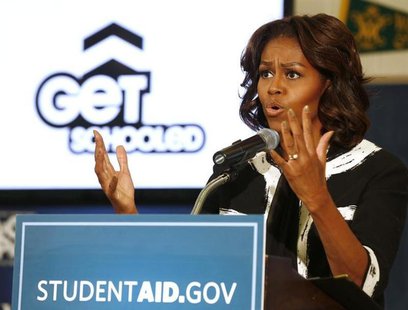 First lady Michelle Obama delivers remarks at a Free Application for Federal Student Aid Workshop at T.C. Williams High School-King Street C First lady Michelle Obama delivers remarks at a Free Application for Federal Student Aid Workshop at T.C. Williams High School-King Street C