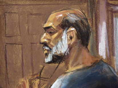 An artist sketch shows Suleiman Abu Ghaith, a militant who appeared in videos as a spokesman for al Qaeda after the September 11, 2001 attac An artist sketch shows Suleiman Abu Ghaith, a militant who appeared in videos as a spokesman for al Qaeda after the September 11, 2001 attac
