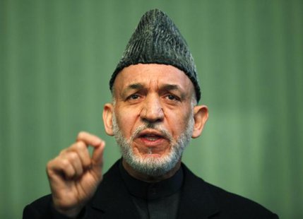 Afghan President Hamid Karzai speaks during a news conference in Kabul January 25, 2014 FILE PHOTO.
CREDIT: REUTERS/MOHAMMAD ISMAIL Afghan President Hamid Karzai speaks during a news conference in Kabul January 25, 2014 FILE PHOTO.
CREDIT: REUTERS/MOHAMMAD ISMAIL