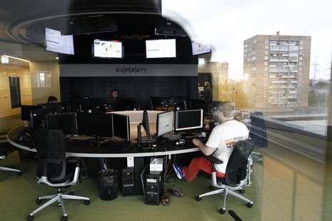 An employee works near screens in the virus lab at the headquarters of Russian cyber security company Kaspersky Labs in Moscow July 29, 2013 An employee works near screens in the virus lab at the headquarters of Russian cyber security company Kaspersky Labs in Moscow July 29, 2013
