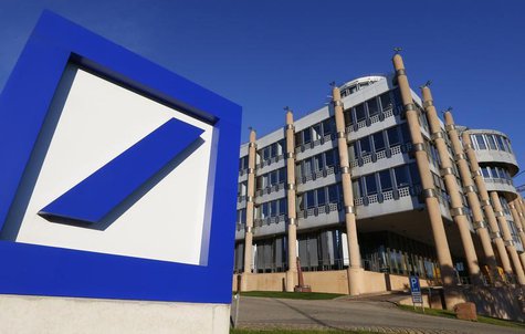 The Deutsche Bank logo is seen outside a building in Luxembourg, September 10, 2013. Picture taken September 10, 2013. REUTERS/Yves Herman The Deutsche Bank logo is seen outside a building in Luxembourg, September 10, 2013. Picture taken September 10, 2013. REUTERS/Yves Herman