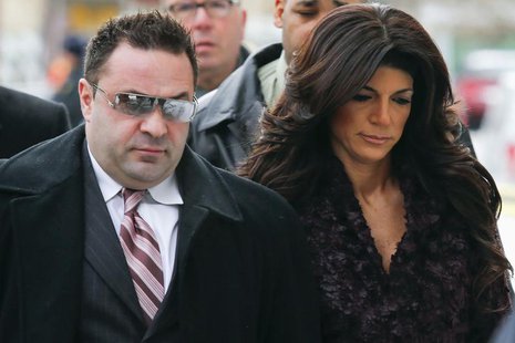 Teresa Giudice, 41, (R) and her husband Giuseppe "Joe" Giudice, 43, (L) arrive at the Federal Court in Newark, New Jersey, March 4, 2014. RE Teresa Giudice, 41, (R) and her husband Giuseppe "Joe" Giudice, 43, (L) arrive at the Federal Court in Newark, New Jersey, March 4, 2014. RE