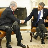 Israel's Prime Minister Benjamin Netanyahu (L) shakes hands with U.S. President Barack Obama as they sit down to meet in the Oval Office of the White House in Washington March 3, 2014.
CREDIT: REUTERS/JONATHAN ERNST Israel's Prime Minister Benjamin Netanyahu (L) shakes hands with U.S. President Barack Obama as they sit down to meet in the Oval Office of the White House in Washington March 3, 2014.
CREDIT: REUTERS/JONATHAN ERNST