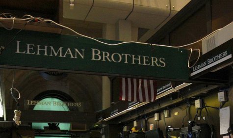 The Lehman Brothers booth on the trading floor of the New York Stock Exchange, September 16, 2008. REUTERS/Brendan McDermid The Lehman Brothers booth on the trading floor of the New York Stock Exchange, September 16, 2008. REUTERS/Brendan McDermid