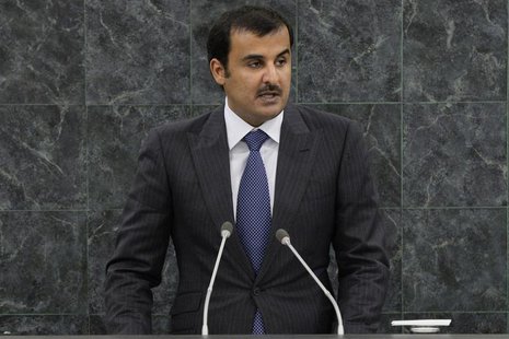 Sheikh Tamim bin Hamad Al-Thani, Amir of the State of Qatar, addresses the 68th United Nations General Assembly at UN headquarters in New Yo Sheikh Tamim bin Hamad Al-Thani, Amir of the State of Qatar, addresses the 68th United Nations General Assembly at UN headquarters in New Yo