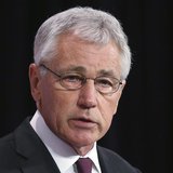 U.S. Secretary of Defense Chuck Hagel addresses a news conference during a NATO defence ministers meeting at the Alliance headquarters in Br U.S. Secretary of Defense Chuck Hagel addresses a news conference during a NATO defence ministers meeting at the Alliance headquarters in Br