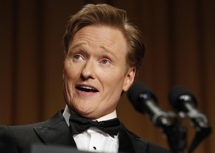 Comedian Conan O'Brien speaks at the White House Correspondents Association Dinner in Washington April 27, 2013. REUTERS/Kevin Lamarque Comedian Conan O'Brien speaks at the White House Correspondents Association Dinner in Washington April 27, 2013. REUTERS/Kevin Lamarque