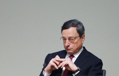 European Central Bank (ECB) President Mario Draghi waits to deliver a speech at a conference for the 20th anniversary of the establishment o European Central Bank (ECB) President Mario Draghi waits to deliver a speech at a conference for the 20th anniversary of the establishment o