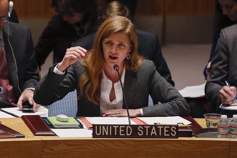 U.S. Ambassador to the United Nations Samantha Power speaks during a Security Council meeting on the crisis in Ukraine, at the U.N. headquar U.S. Ambassador to the United Nations Samantha Power speaks during a Security Council meeting on the crisis in Ukraine, at the U.N. headquar