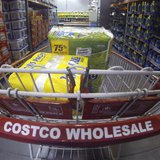 A Costco shopping cart is shown at a Costco Wholesale store in Carlsbad, California in this file photo taken September 11, 2013. REUTERS/Mik A Costco shopping cart is shown at a Costco Wholesale store in Carlsbad, California in this file photo taken September 11, 2013. REUTERS/Mik