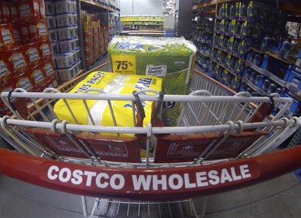 A Costco shopping cart is shown at a Costco Wholesale store in Carlsbad, California in this file photo taken September 11, 2013. REUTERS/Mik A Costco shopping cart is shown at a Costco Wholesale store in Carlsbad, California in this file photo taken September 11, 2013. REUTERS/Mik