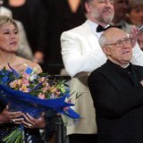 Dame Kiri Te Kanawa, (L) and Mstislav Rostropovich on stage at the end of the "Prom At The Palace" concert in the grounds of London's Buckin Dame Kiri Te Kanawa, (L) and Mstislav Rostropovich on stage at the end of the "Prom At The Palace" concert in the grounds of London's Buckin