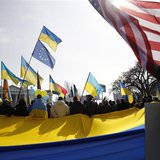 Demonstrators call on the U.S. to take measures against Russia's recent actions in Ukraine, in front of the White House in Washington March Demonstrators call on the U.S. to take measures against Russia's recent actions in Ukraine, in front of the White House in Washington March