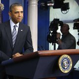 U.S. President Barack Obama finishes delivering a statement on the situation in Ukraine, in the press briefing room at the White House in Wa U.S. President Barack Obama finishes delivering a statement on the situation in Ukraine, in the press briefing room at the White House in Wa