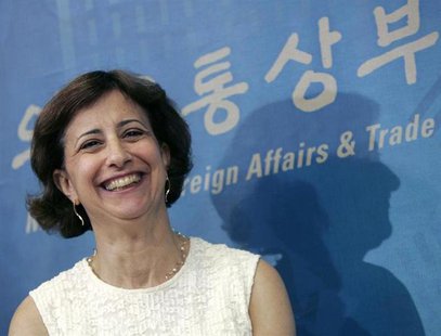 Assistant U.S. Trade Representative Wendy Cutler smiles during a news conference after additional free trade talks between South Korea and t Assistant U.S. Trade Representative Wendy Cutler smiles during a news conference after additional free trade talks between South Korea and t
