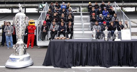 Drivers listen to instructions during the drivers meeting for the Indianapolis 500 at the Indianapolis Motor Speedway in Indianapolis, India Drivers listen to instructions during the drivers meeting for the Indianapolis 500 at the Indianapolis Motor Speedway in Indianapolis, India