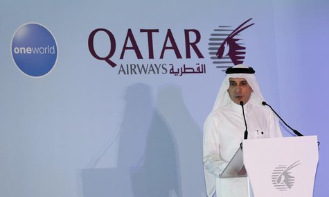 Chief Executive of Qatar Airways Akbar al-Baker announces the airline's participation in the oneworld program, at the Hamad International ai Chief Executive of Qatar Airways Akbar al-Baker announces the airline's participation in the oneworld program, at the Hamad International ai