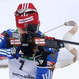 Russia's Ekaterina Iourieva shoots during the women's 10 kilometres pursuit race at the Biathlon World Cup in the southern Bavarian resort o Russia's Ekaterina Iourieva shoots during the women's 10 kilometres pursuit race at the Biathlon World Cup in the southern Bavarian resort o