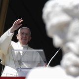 Pope Francis waves as he leads the Angelus prayer from the window of the Apostolic palace in Saint Peter's Square at the Vatican March 9, 20 Pope Francis waves as he leads the Angelus prayer from the window of the Apostolic palace in Saint Peter's Square at the Vatican March 9, 20