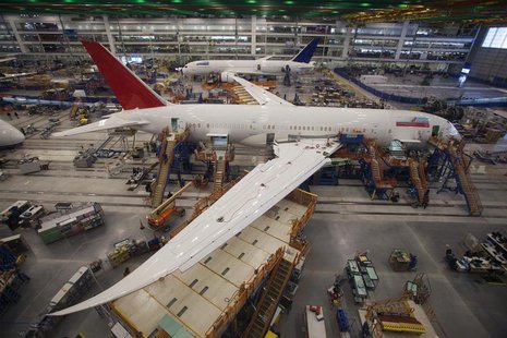 Workers at South Carolina Boeing work on a 787 Dreamliner for Air India at the plant's final assembly building in North Charleston, South Ca Workers at South Carolina Boeing work on a 787 Dreamliner for Air India at the plant's final assembly building in North Charleston, South Ca