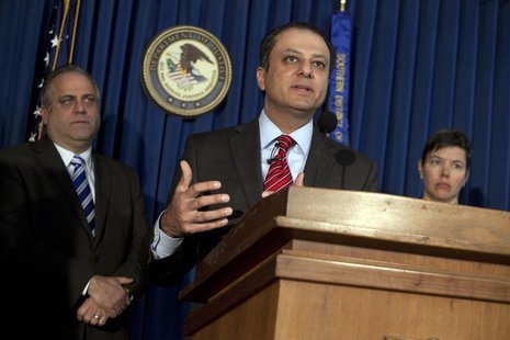 U.S.Attorney Preet Bharara speaks to media during a press conference announcing two felony charges against JPMorgan Chase Bank during a pres U.S.Attorney Preet Bharara speaks to media during a press conference announcing two felony charges against JPMorgan Chase Bank during a pres
