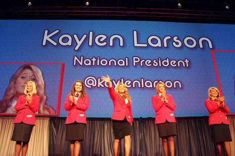 Larson (center) served as the national president for Family, Career and Community Leaders of America from 2011 to 2012. Larson (center) served as the national president for Family, Career and Community Leaders of America from 2011 to 2012.