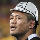 New Zealand All Blacks' Keven Mealamu wears a ceremonial cap signifying his 100th test match for New Zealand after their Bledisloe Cup rugby New Zealand All Blacks' Keven Mealamu wears a ceremonial cap signifying his 100th test match for New Zealand after their Bledisloe Cup rugby