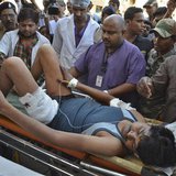 An injured Indian Central Reserve Police Force (CRPF) personnel is taken to a hospital at Raipur in the eastern Indian state of Chhattisgarh An injured Indian Central Reserve Police Force (CRPF) personnel is taken to a hospital at Raipur in the eastern Indian state of Chhattisgarh