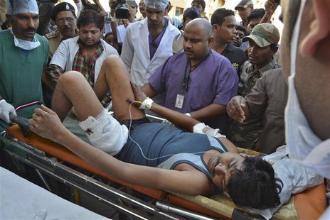 An injured Indian Central Reserve Police Force (CRPF) personnel is taken to a hospital at Raipur in the eastern Indian state of Chhattisgarh An injured Indian Central Reserve Police Force (CRPF) personnel is taken to a hospital at Raipur in the eastern Indian state of Chhattisgarh
