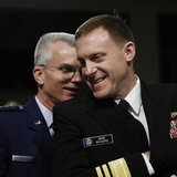 U.S. Navy Vice Admiral Michael Rogers (R) and U.S. Air Force General Paul Selva chat before giving testimonies at the Senate Armed Services U.S. Navy Vice Admiral Michael Rogers (R) and U.S. Air Force General Paul Selva chat before giving testimonies at the Senate Armed Services