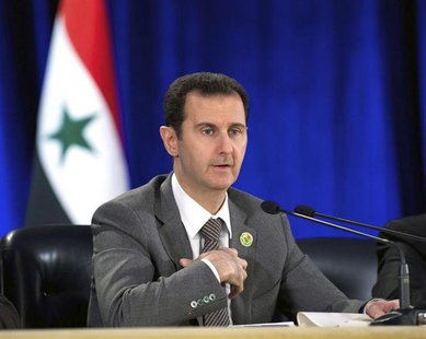 Syria's President Bashar al-Assad speaks during his meeting with the leadership al-Baath party of Damascus countryside,in Damascus March 8, Syria's President Bashar al-Assad speaks during his meeting with the leadership al-Baath party of Damascus countryside,in Damascus March 8,