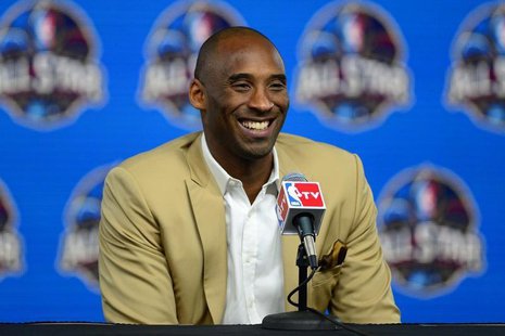 Feb 16, 2014; New Orleans, LA, USA; Los Angeles Lakers guard Kobe Bryant speaks during a press conference before the 2014 NBA All-Star Game Feb 16, 2014; New Orleans, LA, USA; Los Angeles Lakers guard Kobe Bryant speaks during a press conference before the 2014 NBA All-Star Game