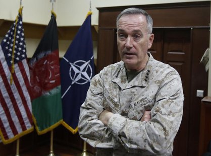 International Security Assistance Force (ISAF) commander General Joseph Dunford speaks during an interview in Kabul August 13, 2013. REUTERS International Security Assistance Force (ISAF) commander General Joseph Dunford speaks during an interview in Kabul August 13, 2013. REUTERS