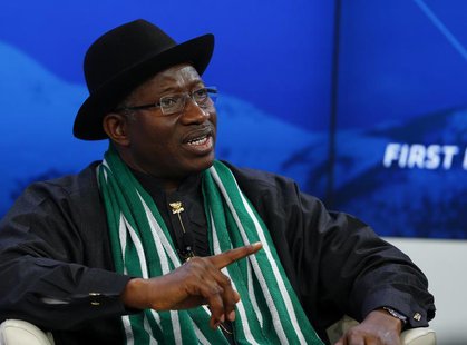 Nigeria's President Goodluck Jonathan speaks during a session at the annual meeting of the World Economic Forum (WEF) in Davos January 22, 2 Nigeria's President Goodluck Jonathan speaks during a session at the annual meeting of the World Economic Forum (WEF) in Davos January 22, 2