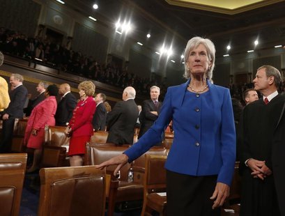 U.S. Department of Health and Human Services Secretary Kathleen Sebelius arrives before President Barack Obama's State of the Union speech o U.S. Department of Health and Human Services Secretary Kathleen Sebelius arrives before President Barack Obama's State of the Union speech o