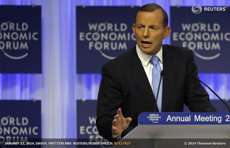 Australia's Prime Minister Tony Abbott speaks during a session at the annual meeting of the World Economic Forum (WEF) in Davos January 23, Australia's Prime Minister Tony Abbott speaks during a session at the annual meeting of the World Economic Forum (WEF) in Davos January 23,