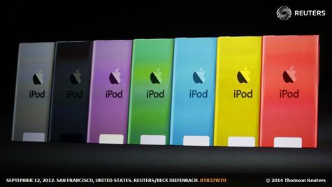 The different colours available for the iPod Touch presented during Apple Inc.'s iPhone media event in San Francisco, California September 1 The different colours available for the iPod Touch presented during Apple Inc.'s iPhone media event in San Francisco, California September 1