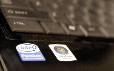 The Intel logo is seen on a computer in New York May 13, 2009. REUTERS/Shannon Stapleton The Intel logo is seen on a computer in New York May 13, 2009. REUTERS/Shannon Stapleton
