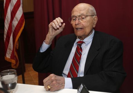Rep. John Dingell, D-Mich, who replaced his father in the house some 58 years ago, talks with reporters after announcing during a luncheon t Rep. John Dingell, D-Mich, who replaced his father in the house some 58 years ago, talks with reporters after announcing during a luncheon t