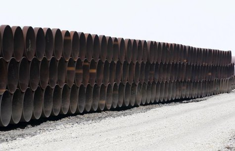 Stacks of pipe are stored at the pipe yard for the Houston Lateral Project, a component of the Keystone pipeline system in Houston, Texas Ma Stacks of pipe are stored at the pipe yard for the Houston Lateral Project, a component of the Keystone pipeline system in Houston, Texas Ma