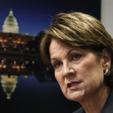 Newly elected Lockheed Chairman Marillyn Hewson comments during an interview with Reuters in Washington, December 16, 2013. REUTERS/Stelios Newly elected Lockheed Chairman Marillyn Hewson comments during an interview with Reuters in Washington, December 16, 2013. REUTERS/Stelios