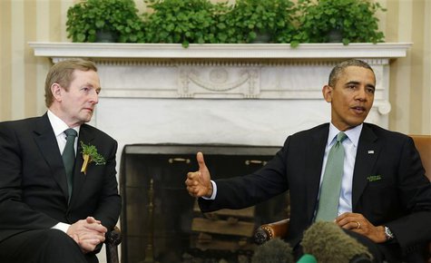 U.S. President Barack Obama and Irish Prime Minister Enda Kenny talk to the media in the Oval Office of the White House in Washington March U.S. President Barack Obama and Irish Prime Minister Enda Kenny talk to the media in the Oval Office of the White House in Washington March