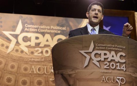 U.S. Rep. Paul Ryan (R-WI) makes remarks to the Conservative Political Action Conference (CPAC) in Oxon Hill, Maryland, March 6, 2014. REUTE U.S. Rep. Paul Ryan (R-WI) makes remarks to the Conservative Political Action Conference (CPAC) in Oxon Hill, Maryland, March 6, 2014. REUTE
