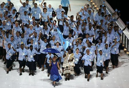 The team from Fiji arrives at the Melbourne Cricket Ground stadium during the Commonwealth Games opening ceremony in Melbourne March 15, 200 The team from Fiji arrives at the Melbourne Cricket Ground stadium during the Commonwealth Games opening ceremony in Melbourne March 15, 200