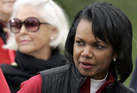 Former U.S. Secretary of State Condoleeza Rice attends the closing ceremonies of the Presidents Cup golf tournament in San Francisco, Califo Former U.S. Secretary of State Condoleeza Rice attends the closing ceremonies of the Presidents Cup golf tournament in San Francisco, Califo