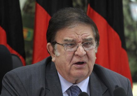 Afghan Defense Minister Abdul Rahim Wardak speaks during a news conference in Kabul August 7, 2012. REUTERS/Mohammad Ismail Afghan Defense Minister Abdul Rahim Wardak speaks during a news conference in Kabul August 7, 2012. REUTERS/Mohammad Ismail