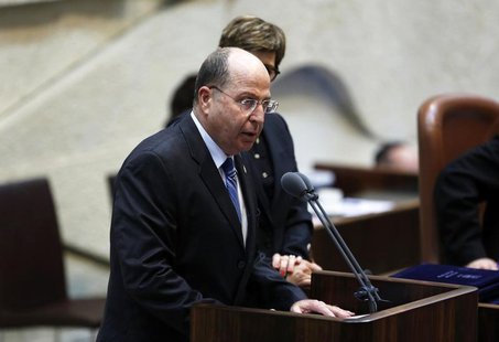 Israel's Defence Minister Moshe Yaalon speaks during a swearing-in ceremony, at the Knesset, Israeli Parliament, in Jerusalem March 18, 2013 Israel's Defence Minister Moshe Yaalon speaks during a swearing-in ceremony, at the Knesset, Israeli Parliament, in Jerusalem March 18, 2013