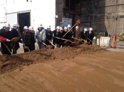 Titletown Brewing Company leaders and city officials break ground on the brewery's downtown Green Bay expansion, March 18, 2014. (Photo from: FOX 11). Titletown Brewing Company leaders and city officials break ground on the brewery's downtown Green Bay expansion, March 18, 2014. (Photo from: FOX 11).