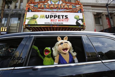The characters of Kermit and Miss Piggy arrive at the premiere of "Muppets Most Wanted" in Hollywood, California in this file photo taken Ma The characters of Kermit and Miss Piggy arrive at the premiere of "Muppets Most Wanted" in Hollywood, California in this file photo taken Ma