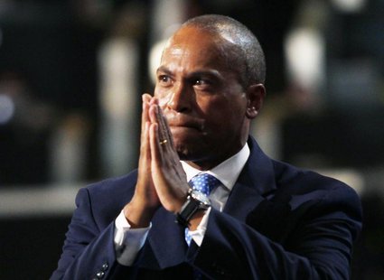 Massachusetts Governor Deval Patrick gestures while addressing the first session of the Democratic National Convention in Charlotte, North C Massachusetts Governor Deval Patrick gestures while addressing the first session of the Democratic National Convention in Charlotte, North C